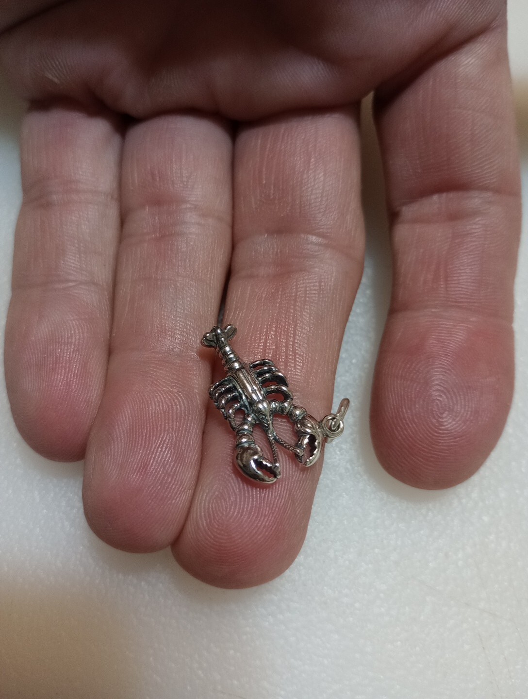Sterling Silver Lobster charm, Crayfish Charm, 22mm , Silver, New