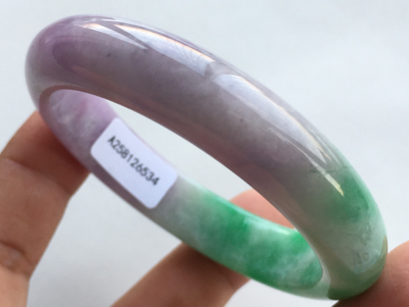 56mm Certified Nature Green/Purple Burmese Jade jadeite bracelets bangle 6534