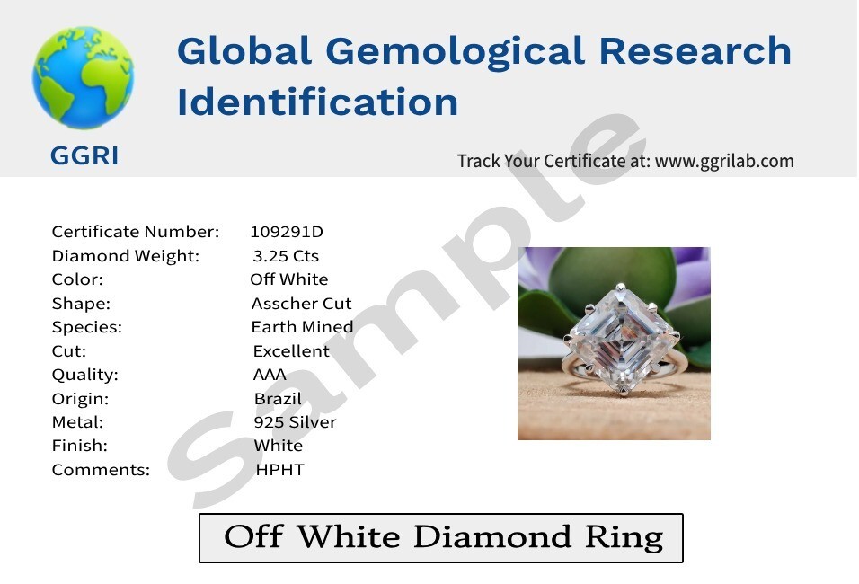 925 Silver, Off White Diamond Ring, 18 Ct Certified Treated-Great Shine & Lustre