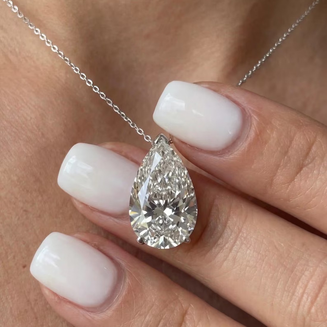RARE 22.35 Ct Certified Treated White Diamond Solitaire Pendant, 925 Silver
