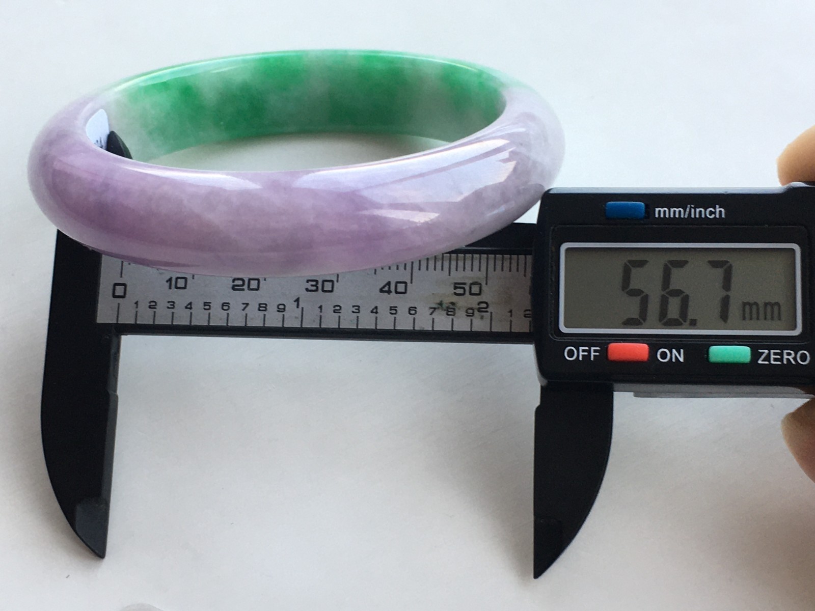 56mm Certified Nature Green/Purple Burmese Jade jadeite bracelets bangle 6534