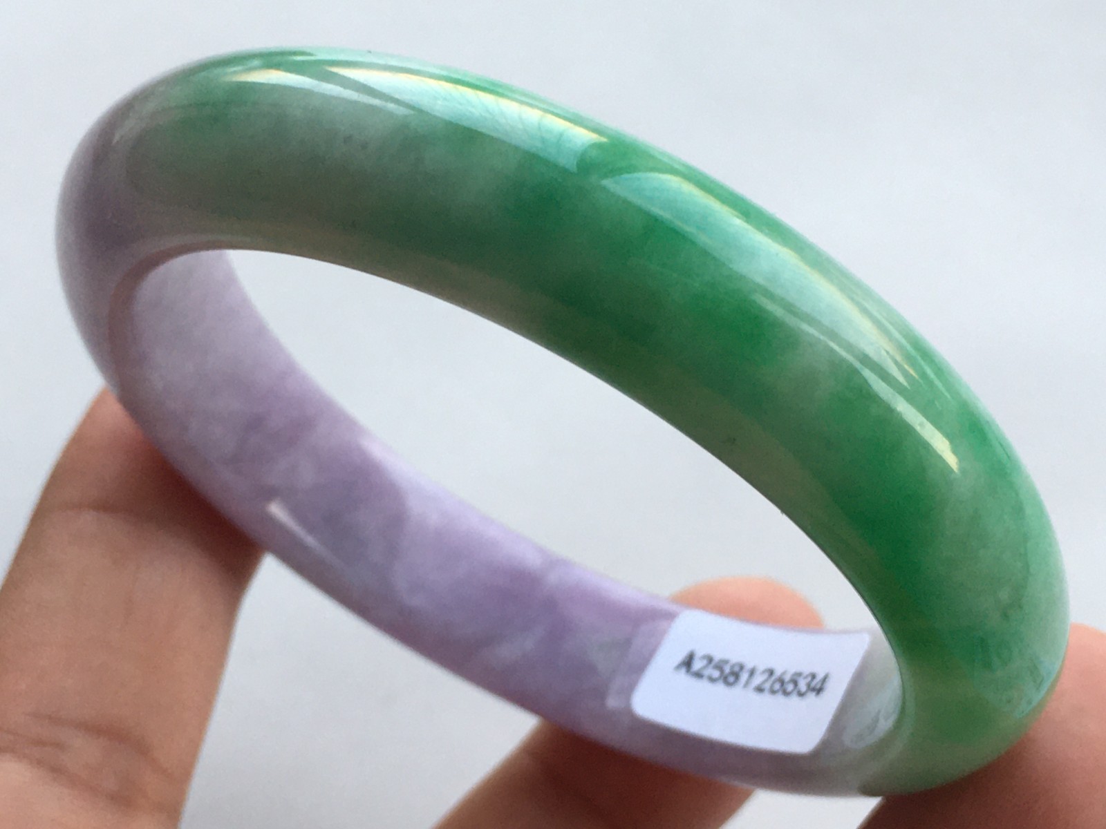 56mm Certified Nature Green/Purple Burmese Jade jadeite bracelets bangle 6534