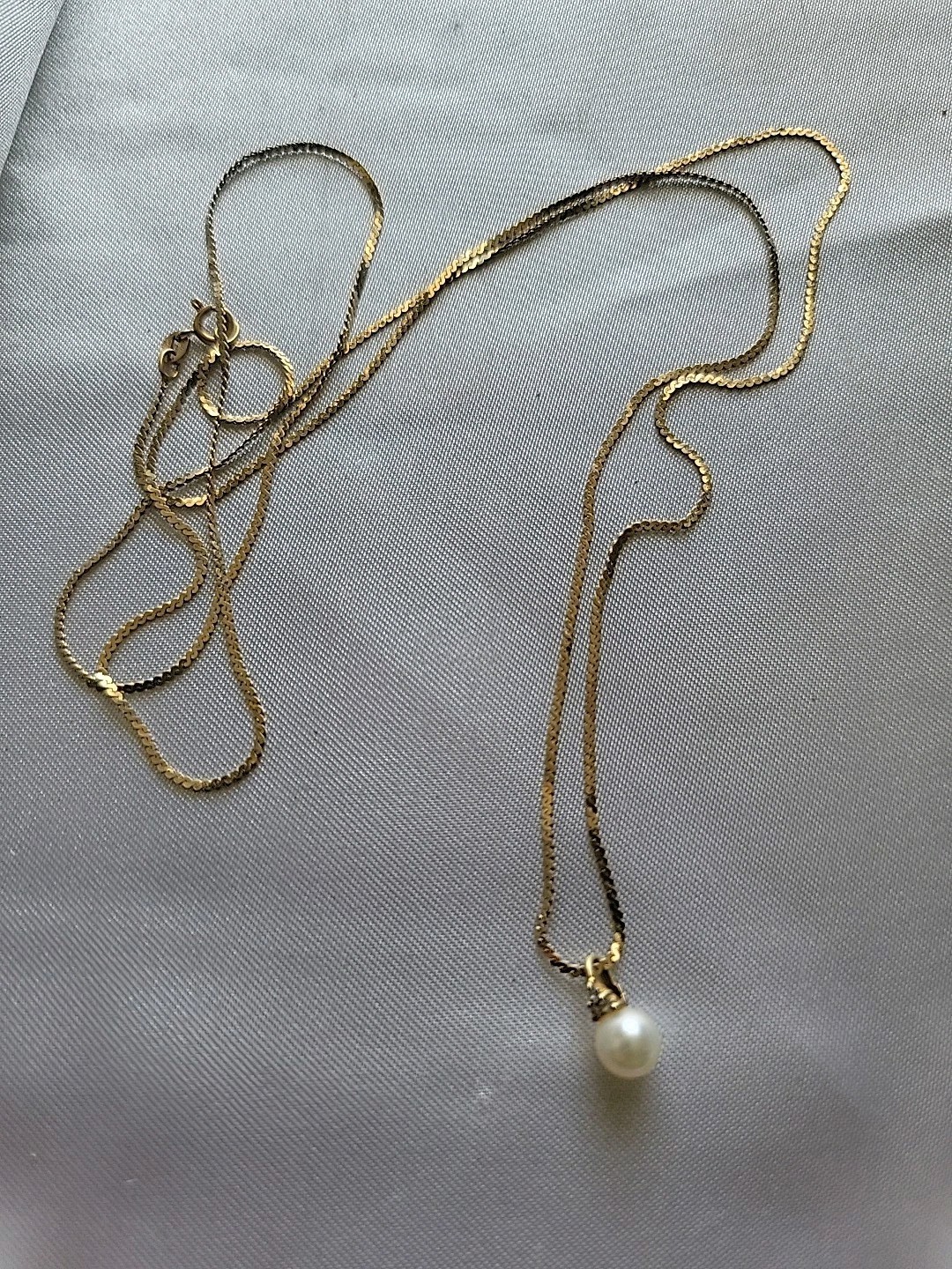 Balestra 14K Yellow Gold Necklace 30″ ITALY MIKIMOTO pearl Pendant 7mm