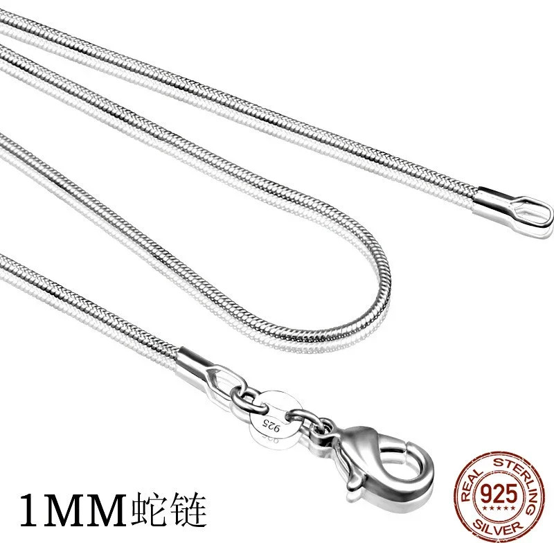 Real 925 Sterling Silver Italian Snake Chain Necklace Nickel Free Tarnish Resist