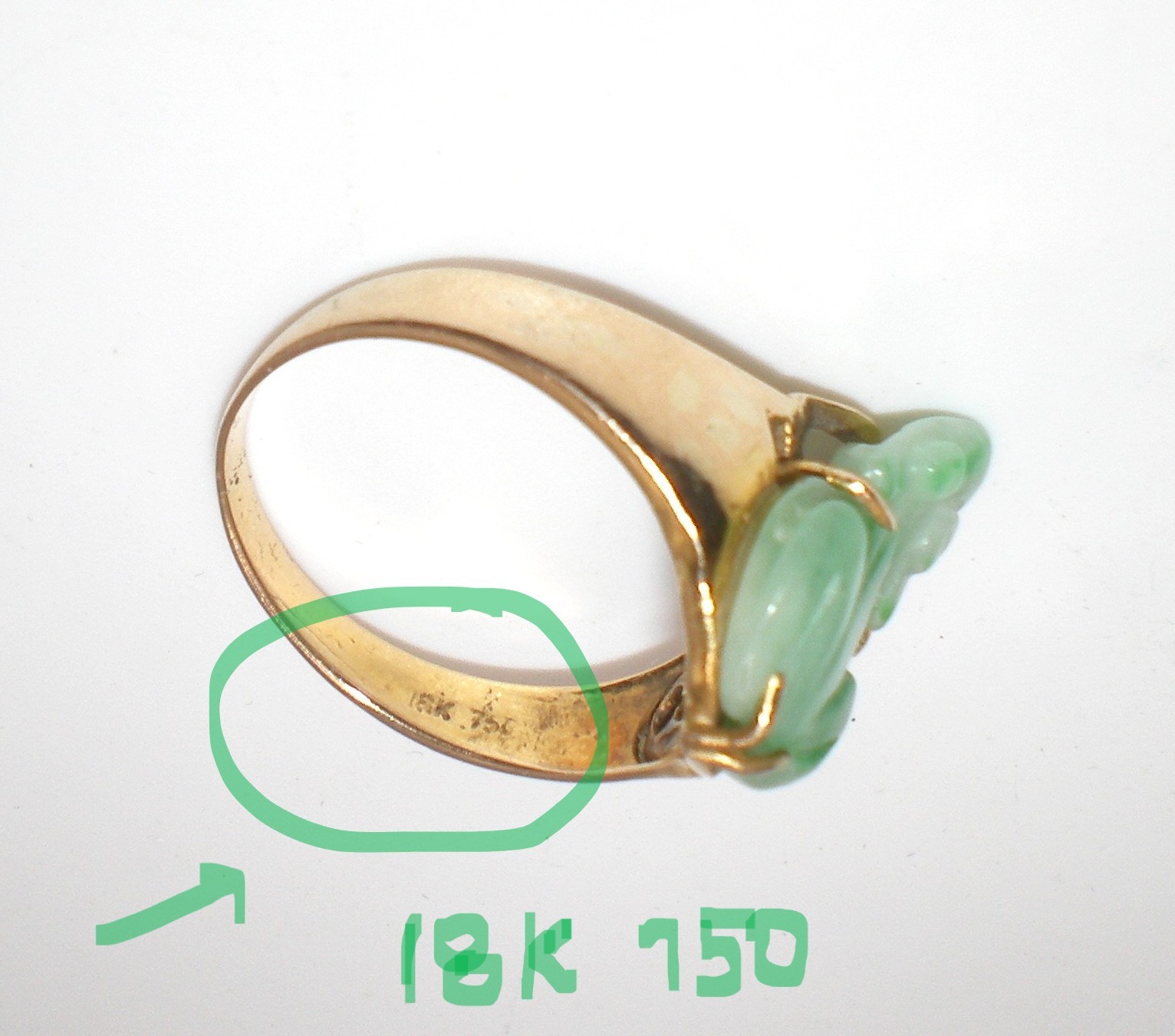18K Carved FROG Jadeite * Green Jade Pixiu Ring Gold Coins ~ sz 6.75 ~ 3.0 gr
