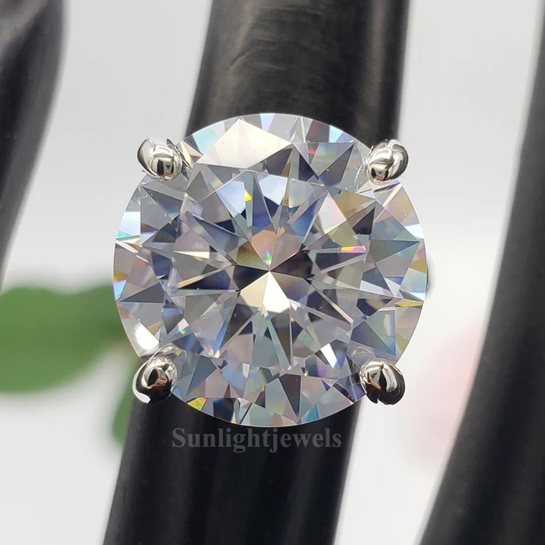 RARE 10 Ct Certified White Round Cut Treated Diamond Solitaire Ring-925 Silver
