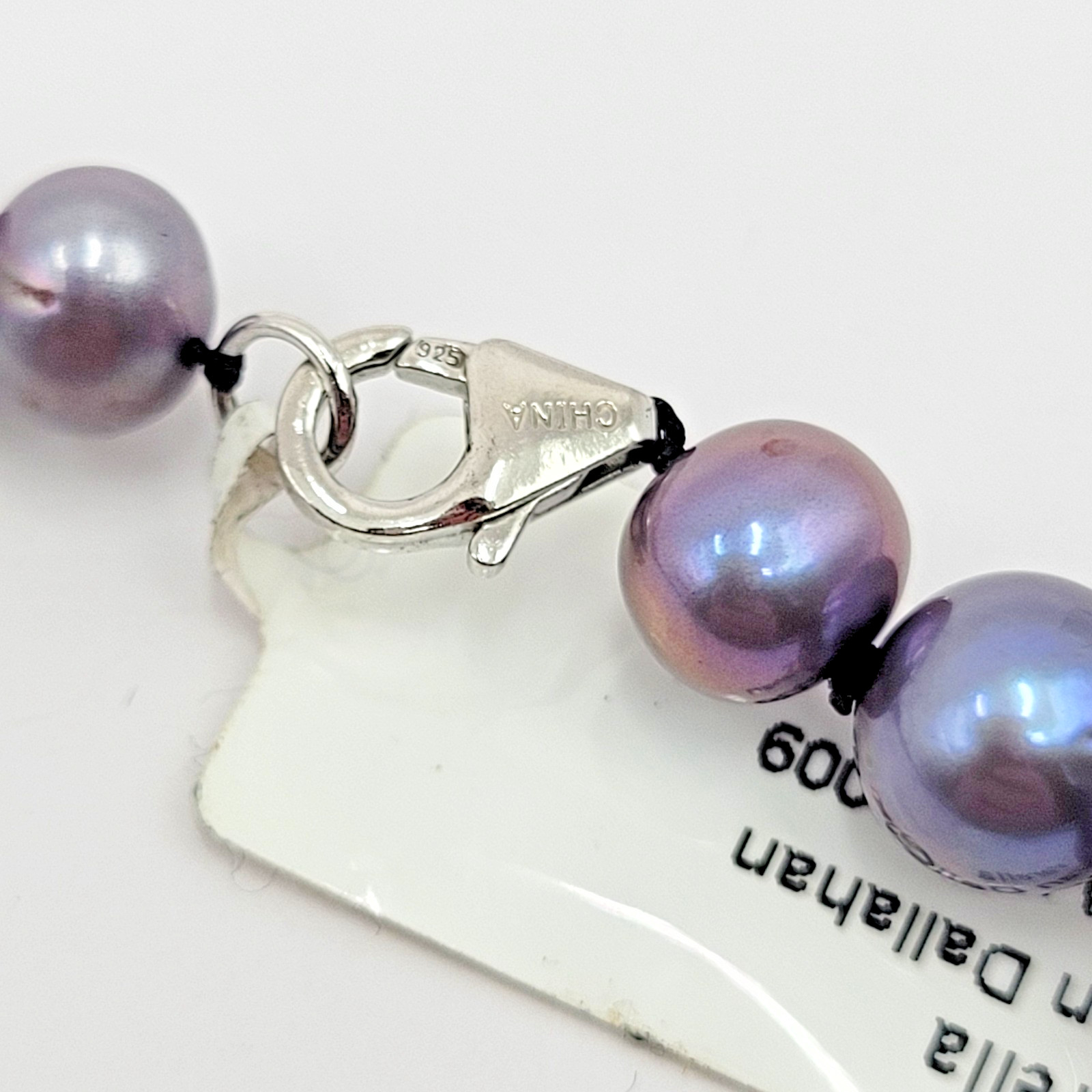 Sterling Silver Peacock Pearl Faceted Onyx Pendant Necklace Graduated Cluster