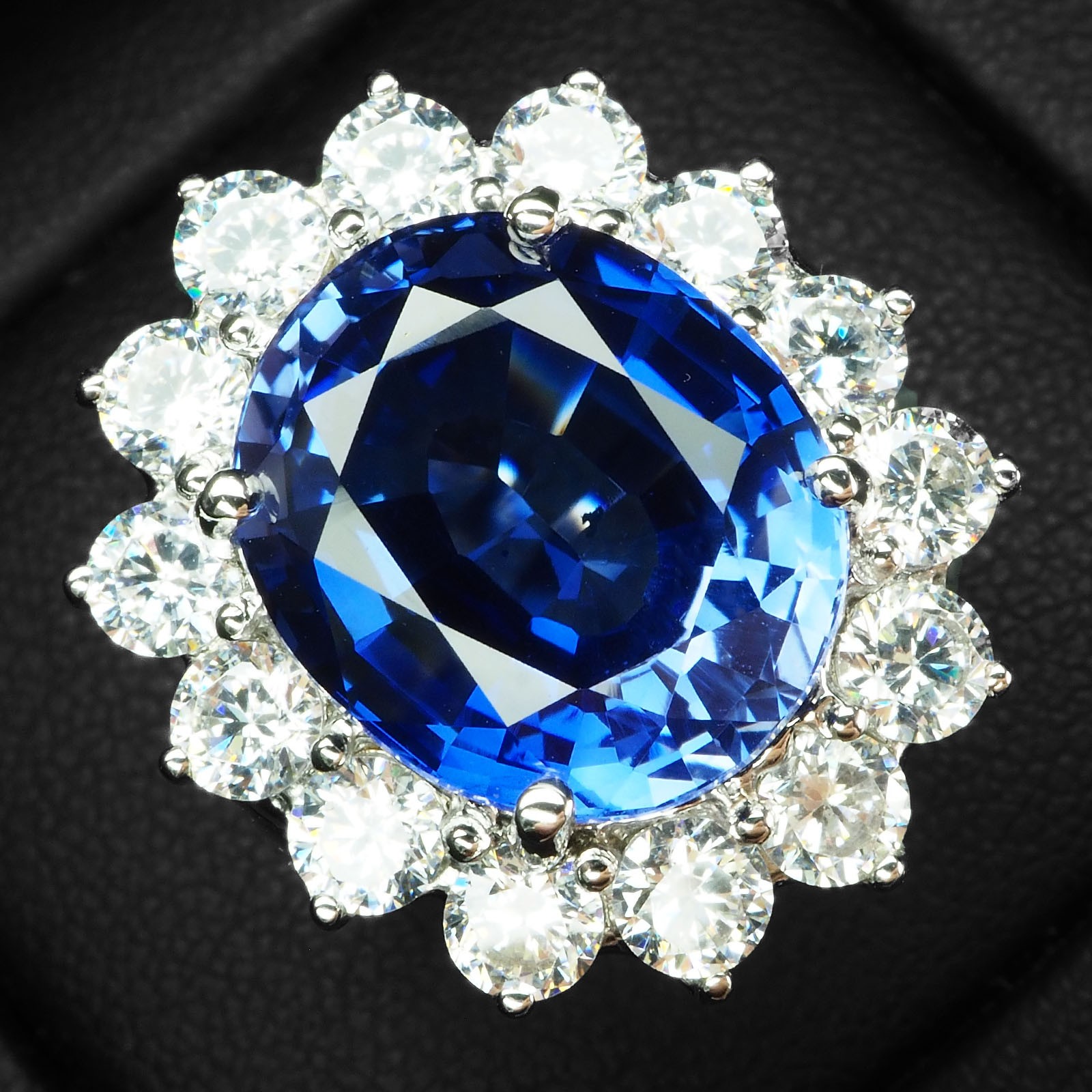 Invaluable Royal Blue Sapphire 11.40Ct 925 Sterling Silver White Gold Halo Rings