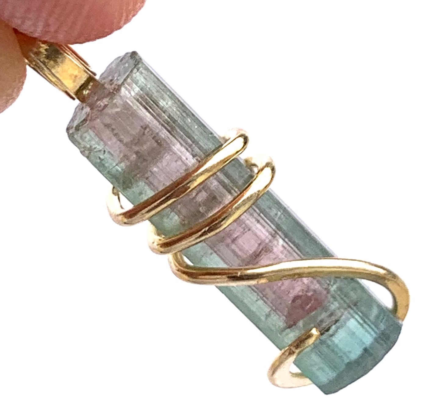 14K gold Top-Quality watermelon tourmaline necklace watermelon Crystal 10.50 TCW