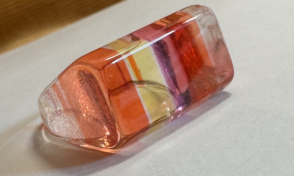 Vintage Lucite Brilliant Color Pink, Coral , Yellow, Red Ring Size 8.5