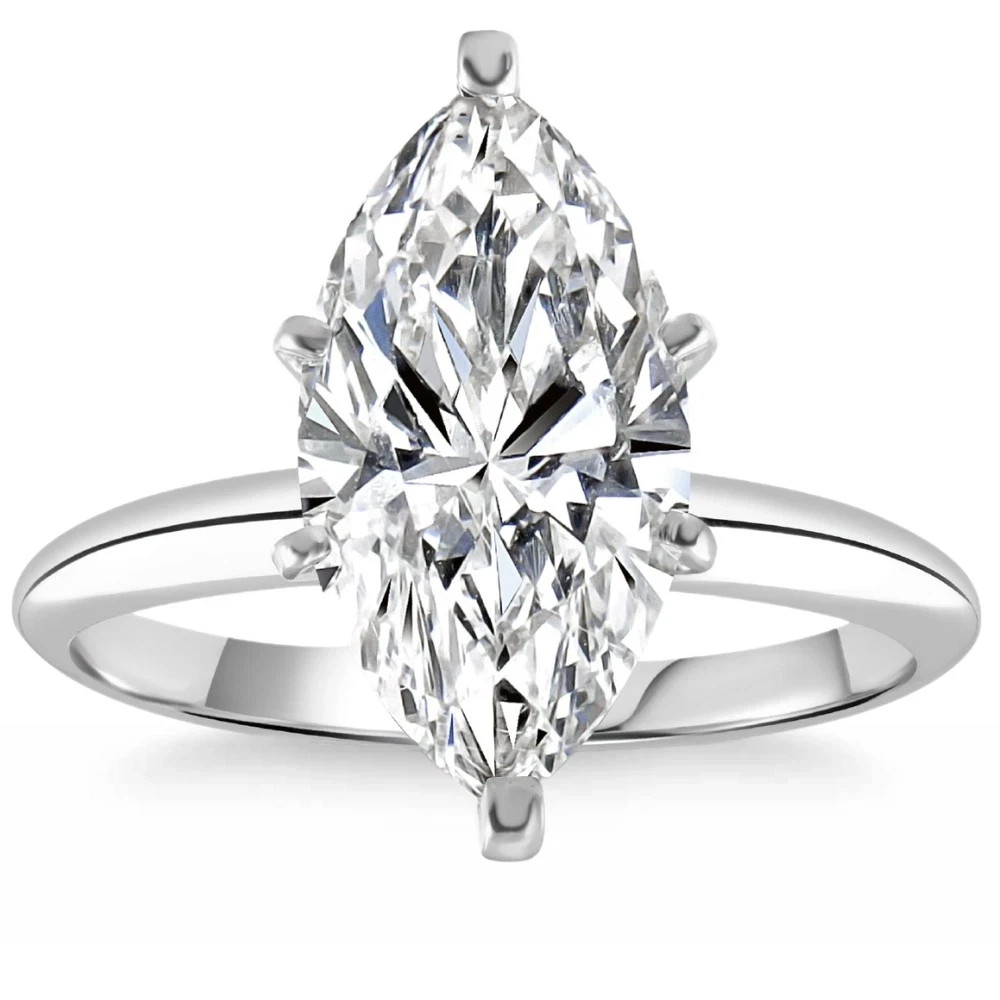 2.95 Ct Certified & Natural Marquise Diamond Engagement Ring 950 Platinum
