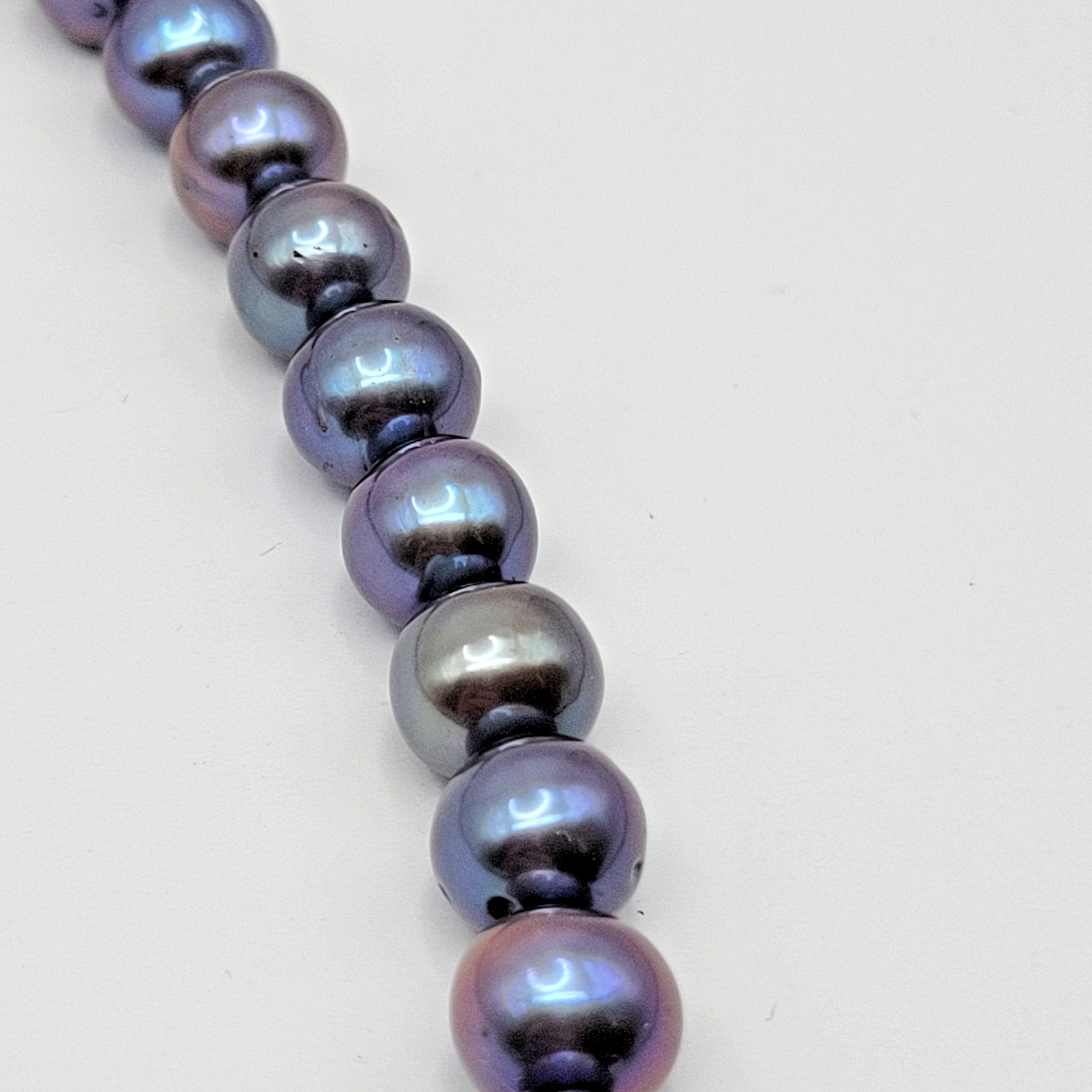 Sterling Silver Peacock Pearl Faceted Onyx Pendant Necklace Graduated Cluster