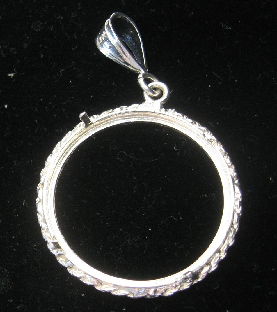 COIN HOLDER for Kennedy Half Dollar & Pendant Sterling Silver fits 30.6 mm coins