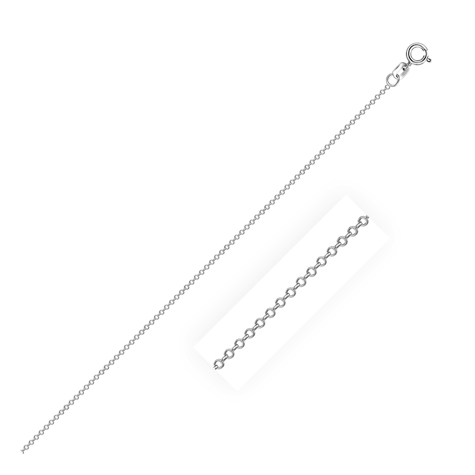 Cable Chain, Sterling Silver, Rhodium Plated, Sizes 16-20, 0.60 mm, Dainty