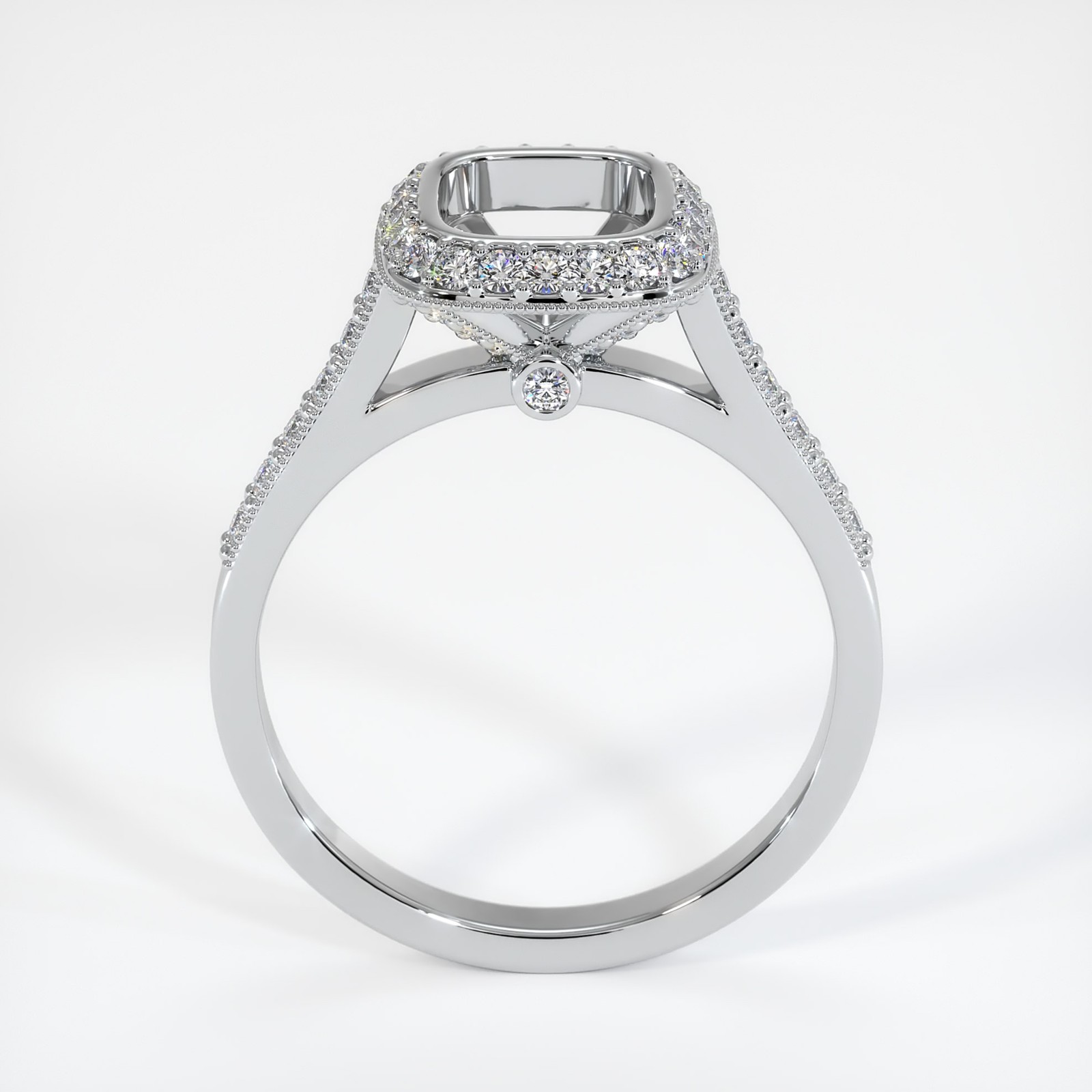 Ceylon (Sri Lanka) Cushion Blue Aquamarine Platinum 950 Ring 3.55CT