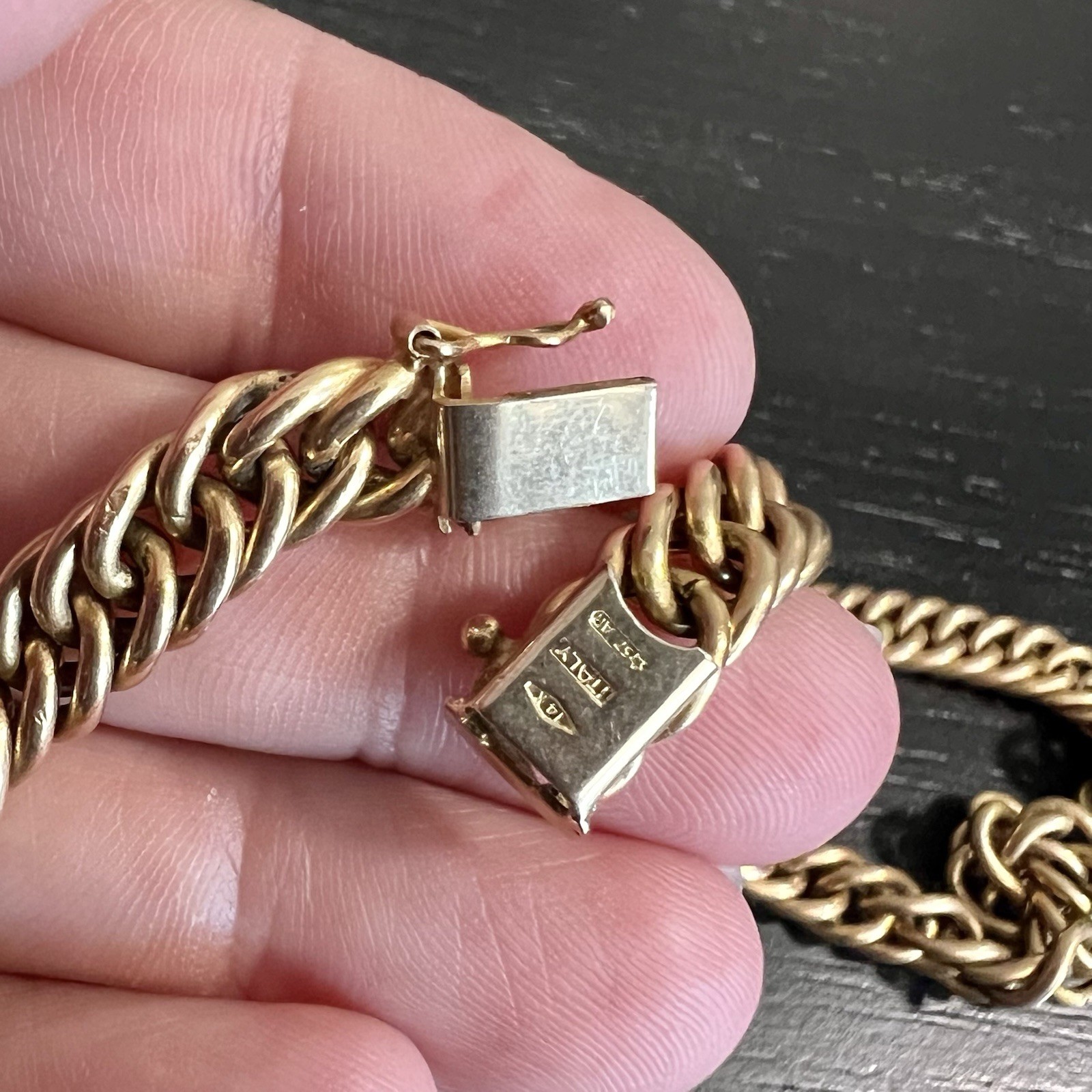 VTG Solid 14K Italian Chain 57 AR Hallmark Reversible Fancy Curb Necklace 26.58g