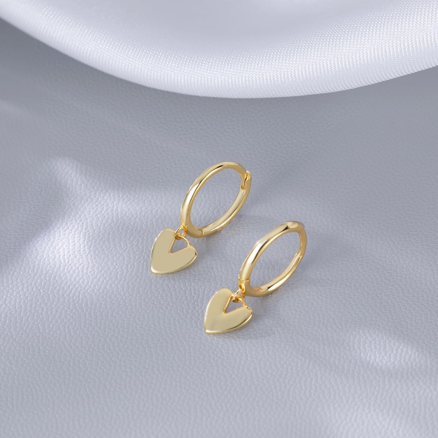 Solid 925 Sterling Silver Small Love Heart Drop Earrings Hoop for Women Teen Gir