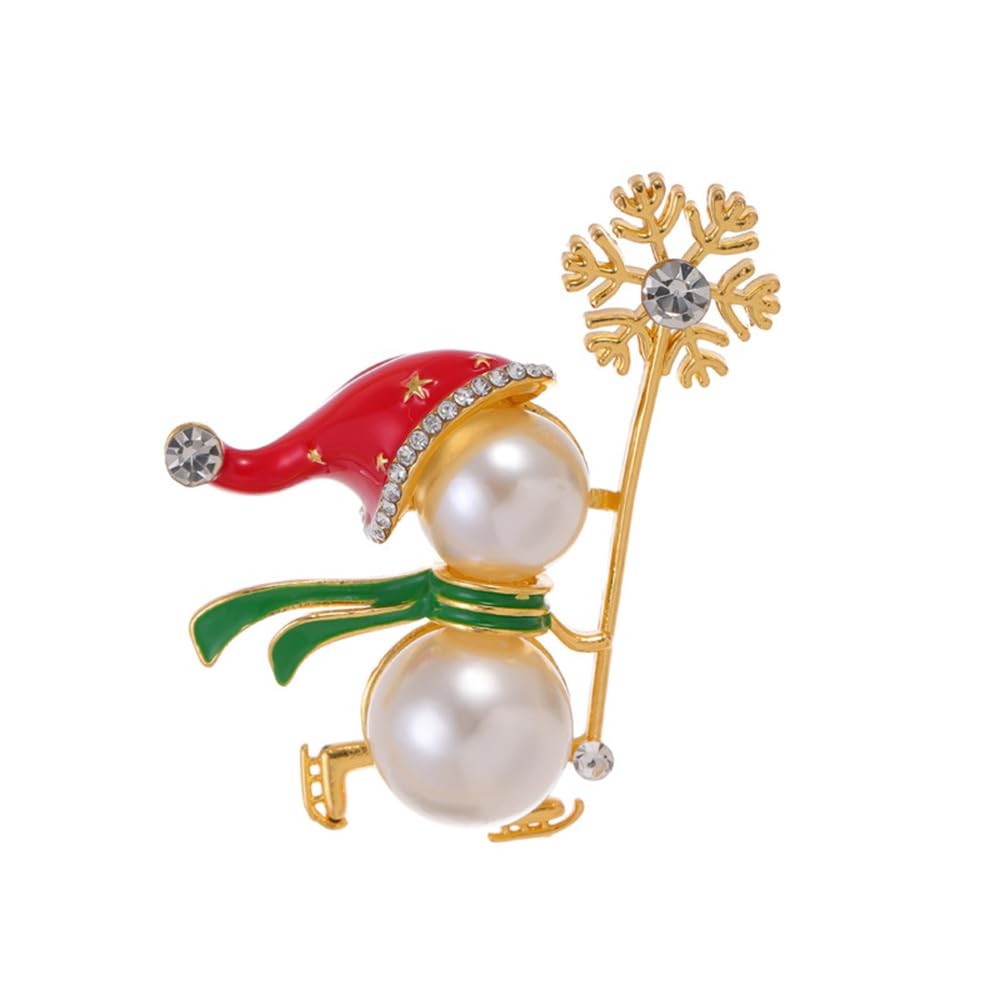 Cute Snowman Snowflake Red Santa’s Hat Christmas Brooch Lapel Pins for Women Gir