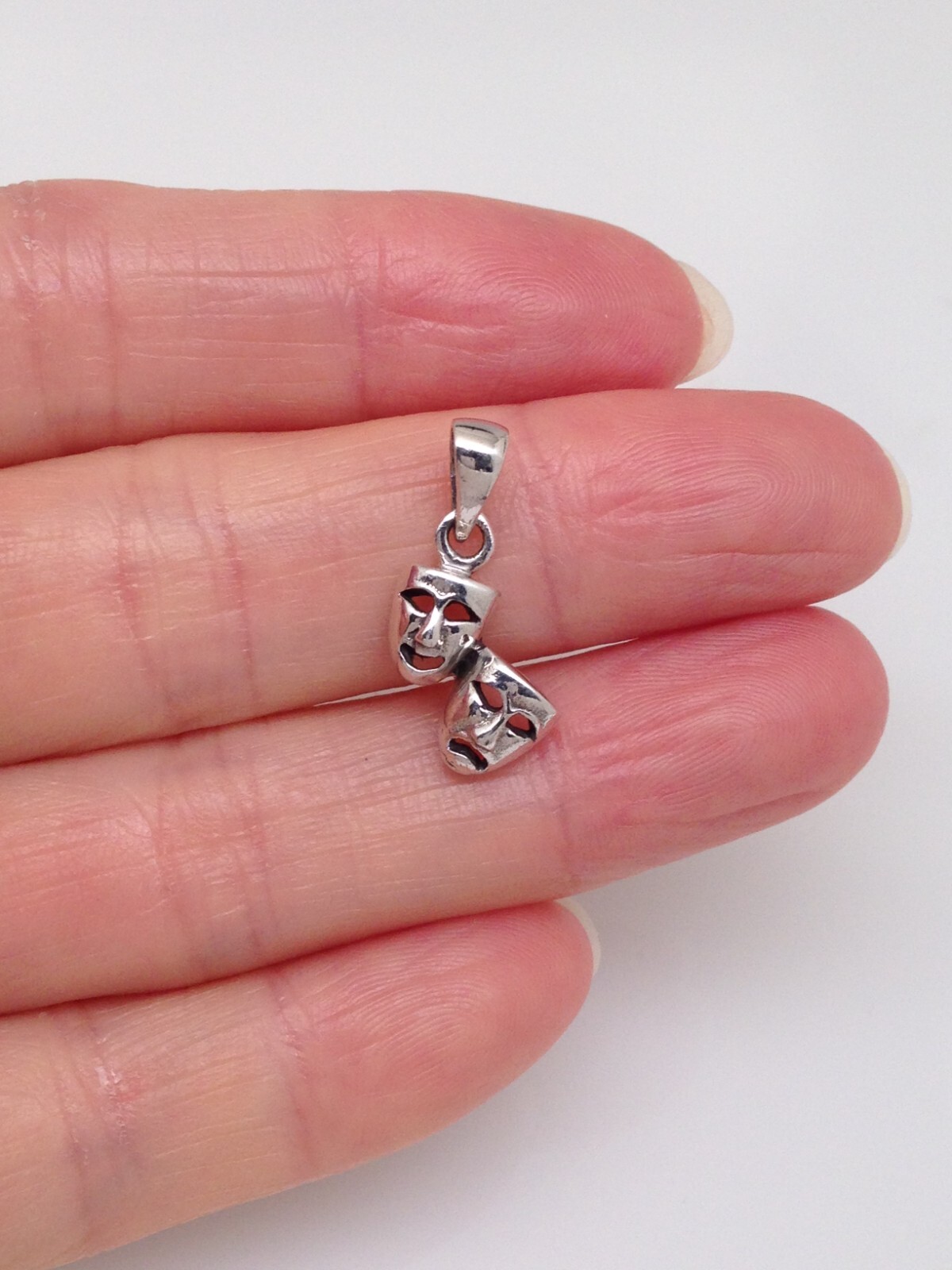 925 Sterling Silver Comedy & Tragedy Pendant Tiny Dainty 12mm /20mm Men Women
