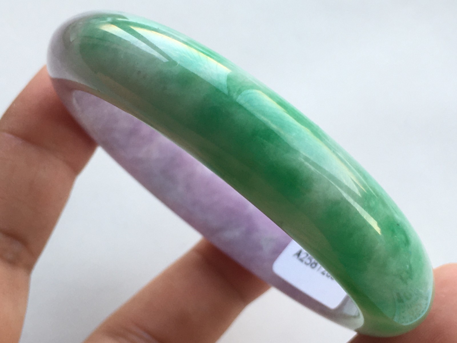 56mm Certified Nature Green/Purple Burmese Jade jadeite bracelets bangle 6534