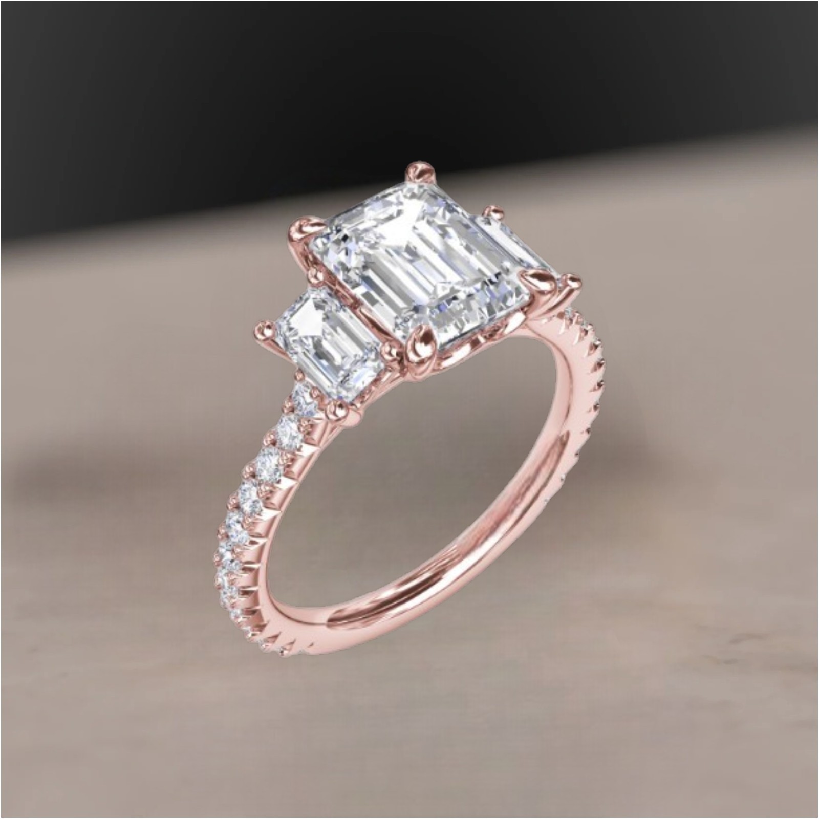Sale ! 18K Rose Gold IGI Lab Created Diamond Engagement Ring 4.00 CT Emerald Cut