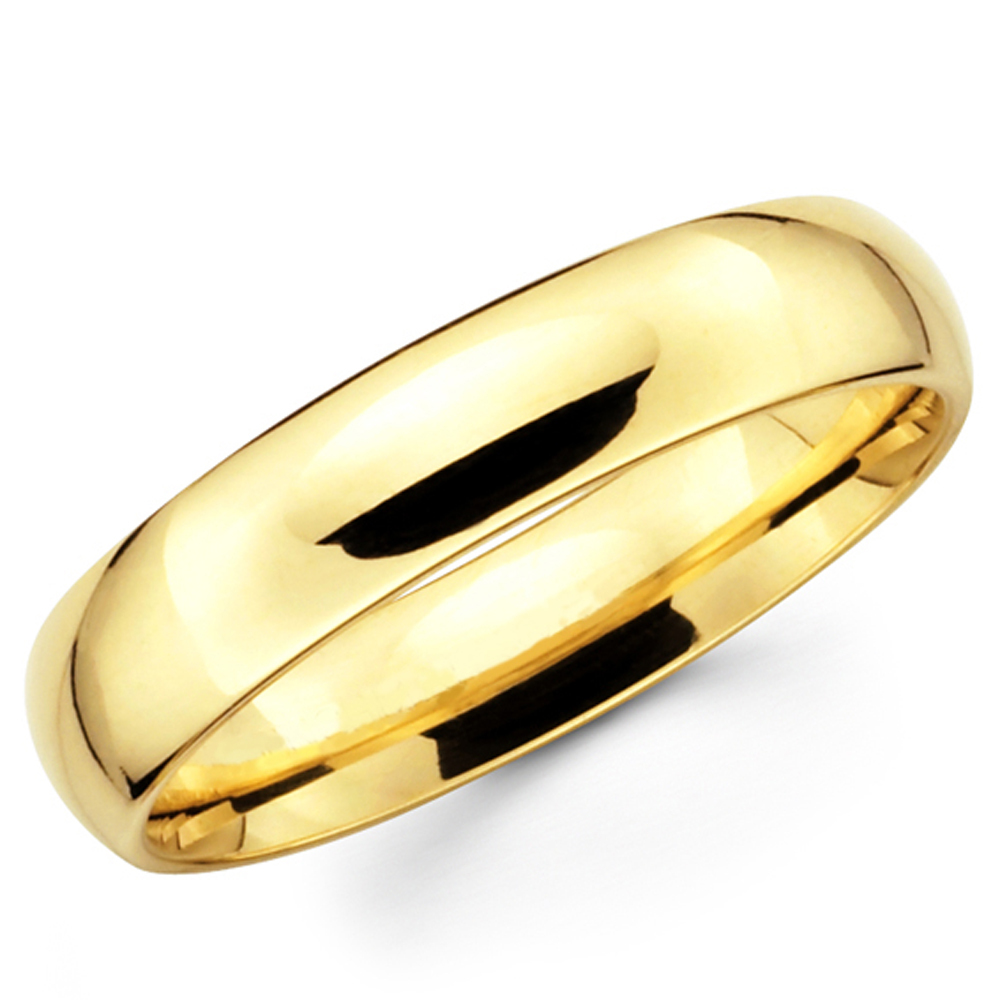 14K Solid Yellow Gold 5mm Comfort Fit Men’s and Women’s Wedding Band Ring