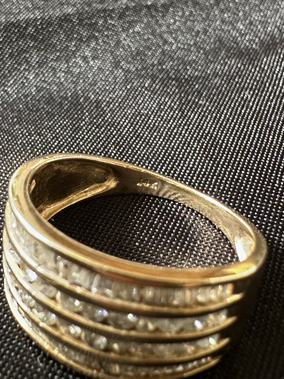 14K Yellow Gold Multi Row Diamond Wide Band Ring 1.00 CTW Channel Set Size 7