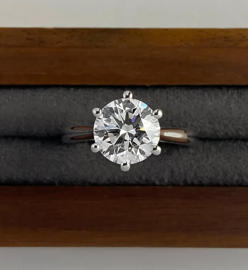 3.00Ct Round-Cut EF/VS1 Lab Grown Diamond Solitaire Wedding Ring 14k White Gold
