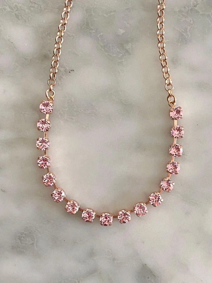 RARE 25.50 Ct Pink Diamond Necklace-Great Shine & Luster ! FREE Diamond studs!