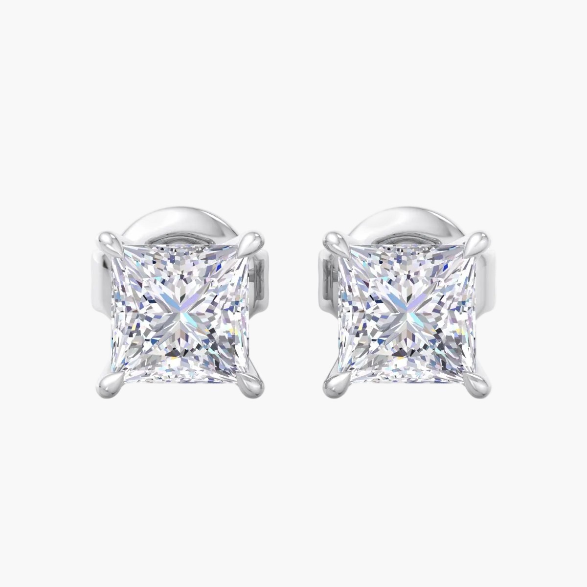 1.08 CT Square Cut E VS1 Lab Created Diamond 14kt Yellow Gold Earring