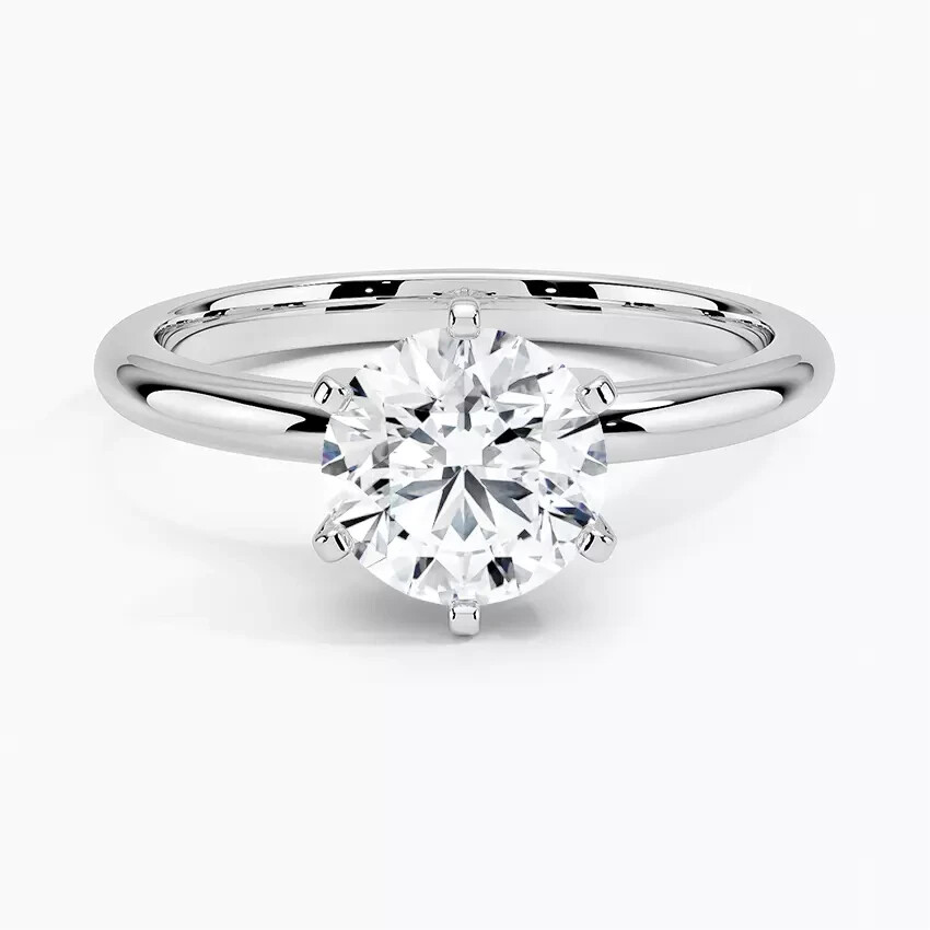 14k White Gold 1.35 Ct Round Lab Grown Diamond 14K Gold Six Prong Wedding Ring