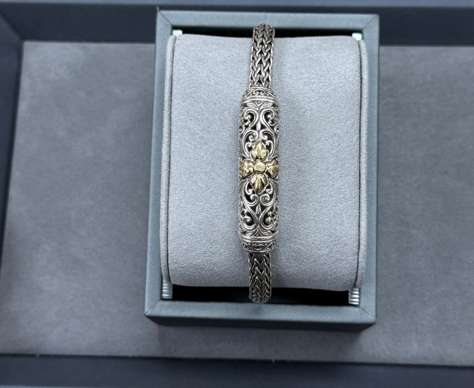 925 Silver Oxidized Mens Braided Chain Bali Handmade Sterling Bracelet 8.5»