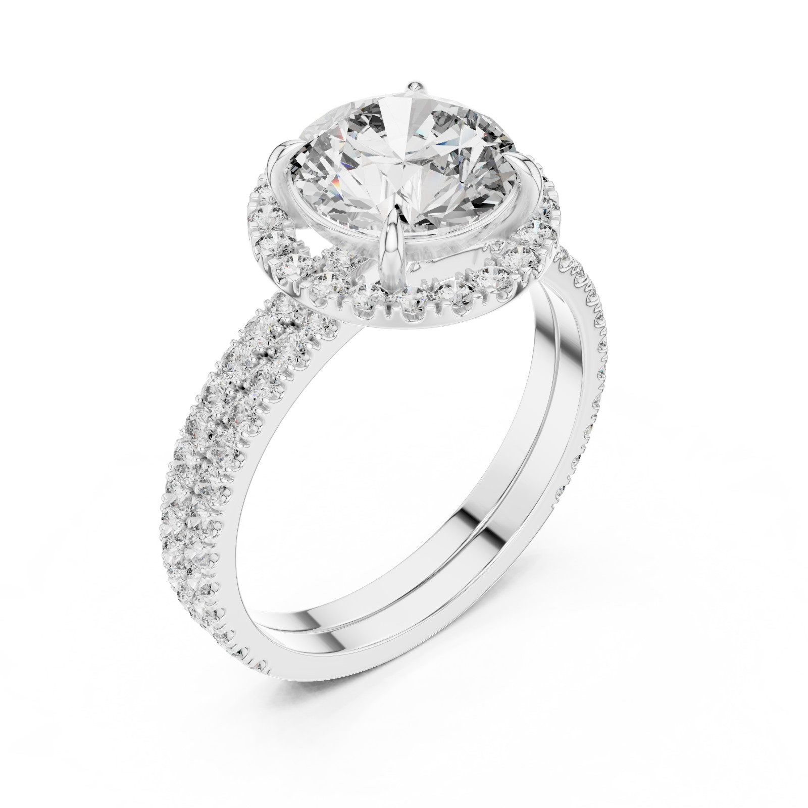 IGI 3Ct Round E VS Lab Grown Diamond Engagement Ring For Women Solid 14K Gold