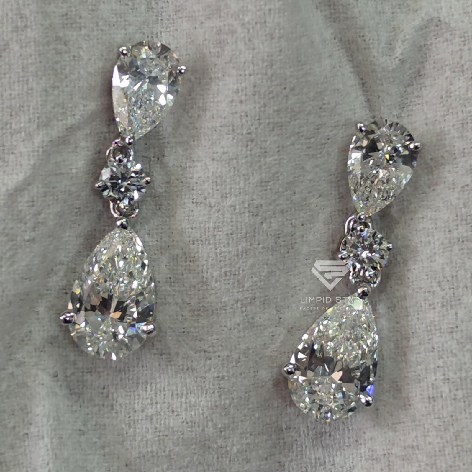 Pear Lab Grown Diamond Drop Earrings, 925 Silver Dangle Bridal Jewelry