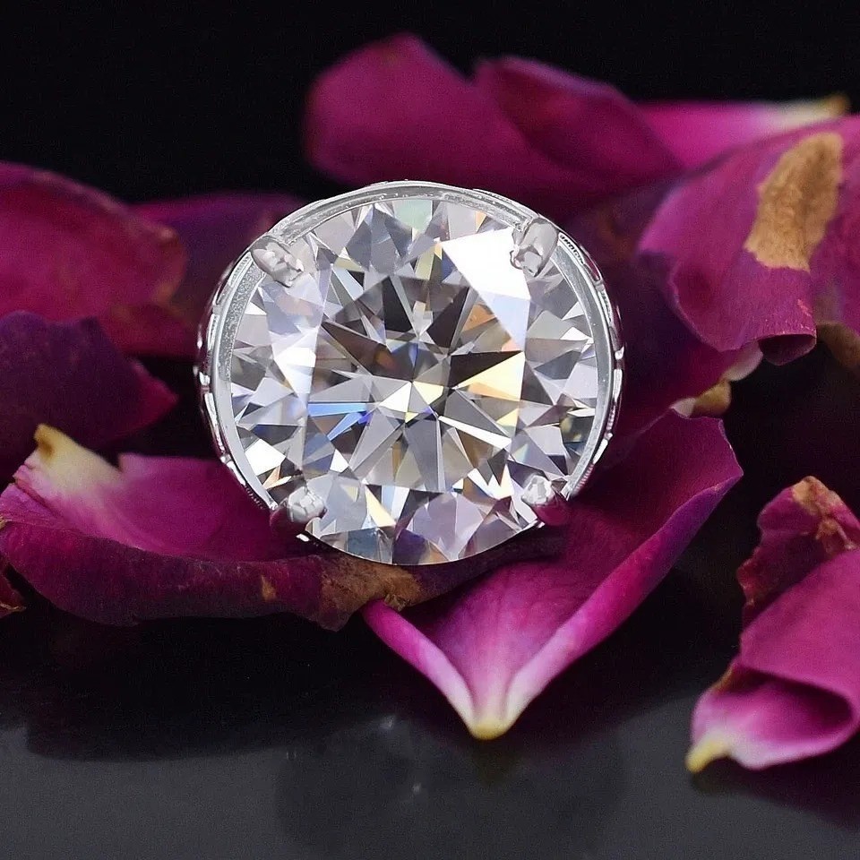 Rare 18 Ct Certified White Round Diamond Solitaire Ring 925 Silver Great Luster