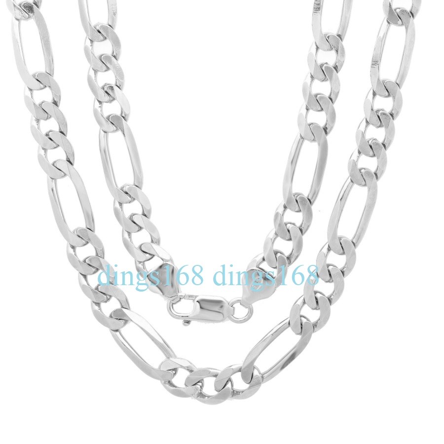 Unisex Genuine 925 Sterling Silver 26″ 3.8mm Italian Figaro Chain Necklace E139
