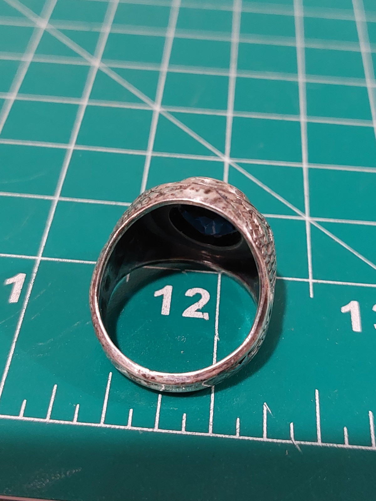 Sterling Silver United States Navy Ring Blue Stone Size 9 USN Vintage