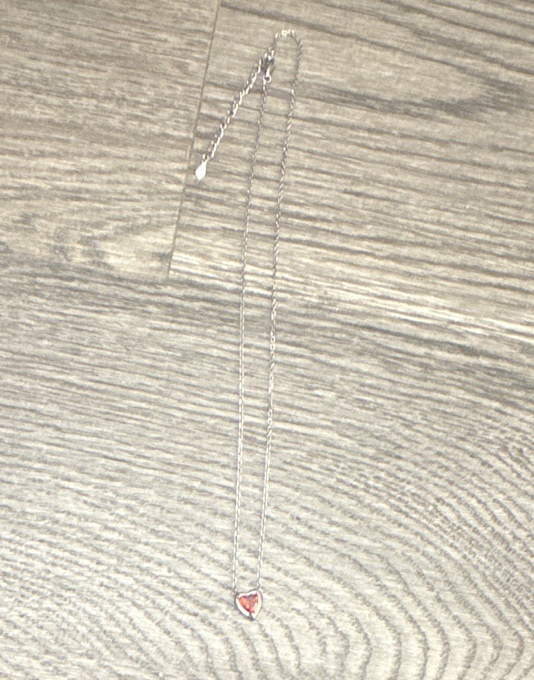 925 Sterling Silver Red Heart Pendant Necklace 16-18in Adjustable Cable Chain
