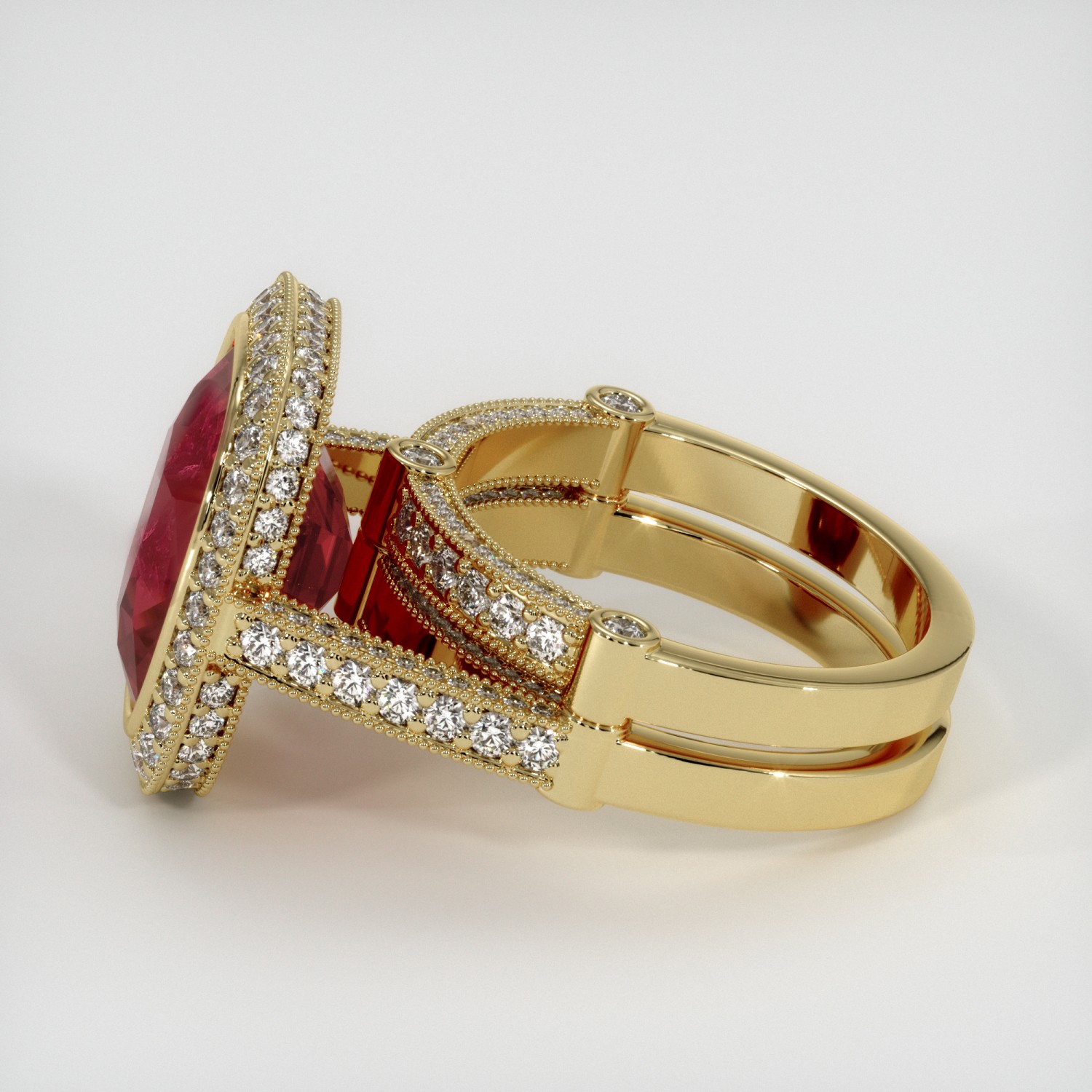 Tanzania Cushion Red Ruby 18K Yellow Gold Ring 10.35CT