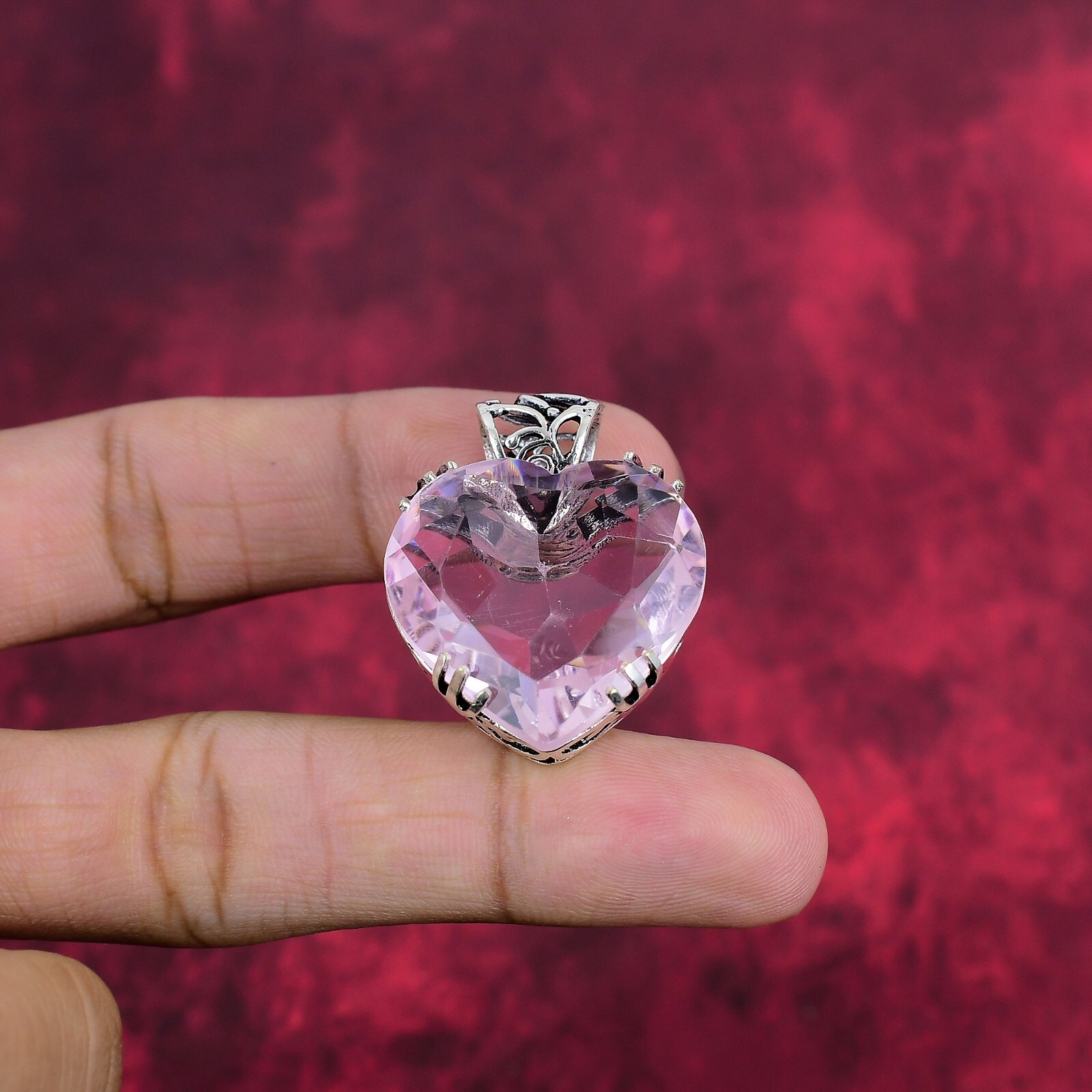 Amazing Pink Kunzite Gemstone Handmade 925 Sterling Silver Pendant Jewelry